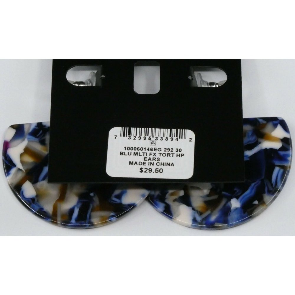 New I.n.c. Blue Tortoise-Look Medium Hoop Earrings - Picture 3 of 3